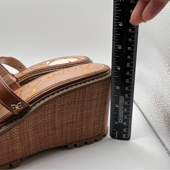 NWOB Sam Edelman Women's Laine Platform Wedge Sandal Color: Rich Cognac size 8.5 - Picture 6 of 11